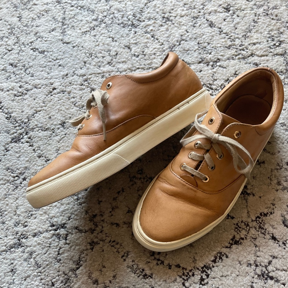 Nisolo Elayna Leather Sneakers Natural Vachetta Tan Size 8.5